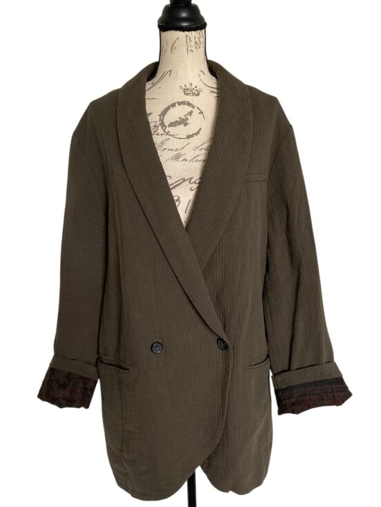 Free People Jackets & Blazers - SOLD Free People Rowan Blazer XL Oversized Utility Boho Green Cotton